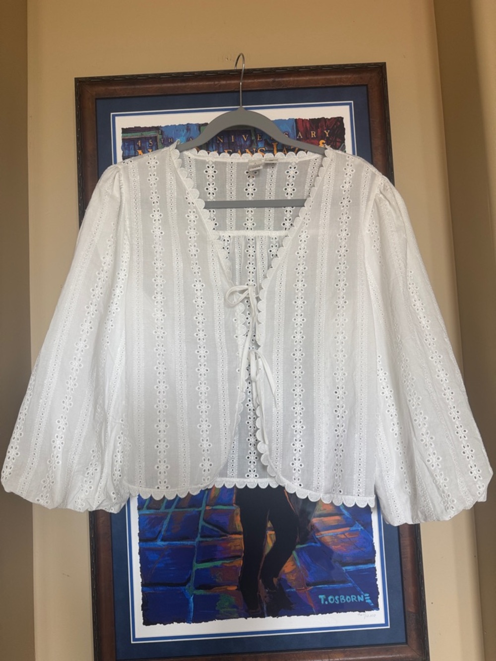 Joie NWOT White COTTON Eyelet Lace Tie-Front Women's Top M
